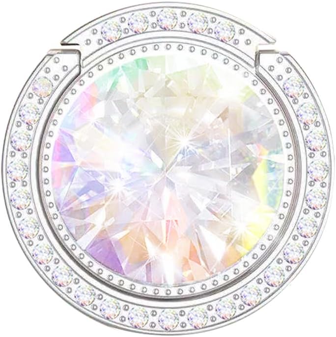 Glitter Bling Bling Phone Ring Holder,Sparkle Phone Ring Grip Artificial Diamond Stand,Rhinestone Cell Finger Ring for Phones,Pad(Silver)