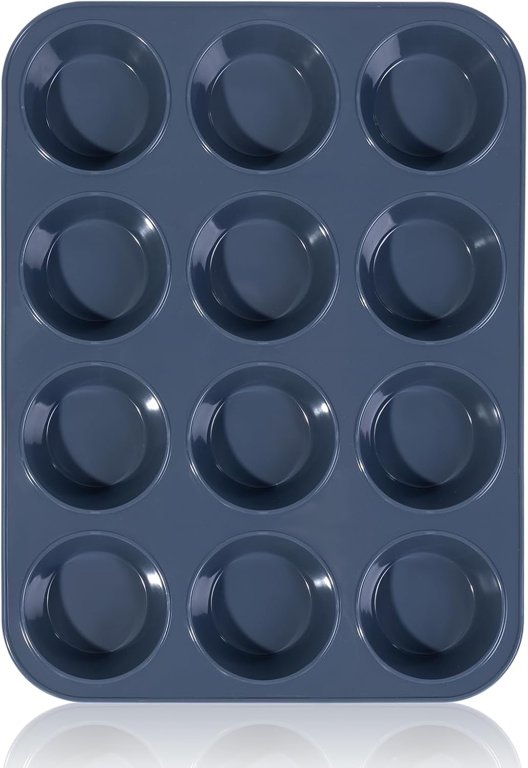 Super Kitchen Large Muffin Tray 12 Cup Silicone Muffin Pan, Non-Stick Muffin Cupcake Tin, Baking Mould for Muffins or Cupcakes, Bakeware 33 x 25 x 3 cm (Grey)