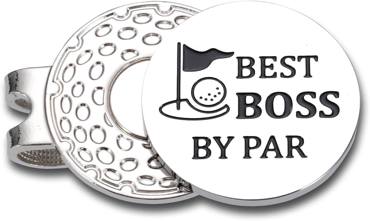VANLOVEMAC Gifts for Boss Men Golf Ball Marker Gifts for Boss Male Manager Coworker Leaving Gifts for Leader Mentor Supervisor Best Boss by Par Christmas National Boss Day Gifts
