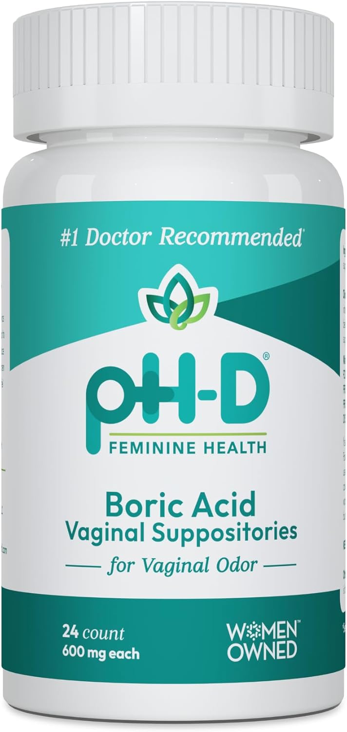 pH-D Feminine Health - 600 mg Boric Acid Suppositories - Woman Owned - for Vaginal Odor Use - 24 Count