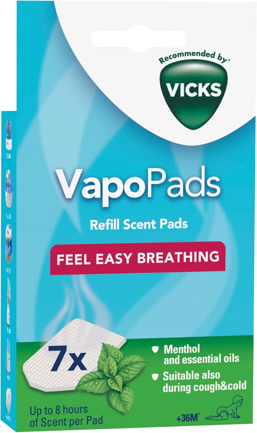 Vicks VapoPads Menthol - Scented Pads with Essential Oils - Pack of 1 - Compatible with our Humidifiers, Inhalers & Diffusers - Suitable for Colds and Congestion - Releases Soothing Vapours - VH7