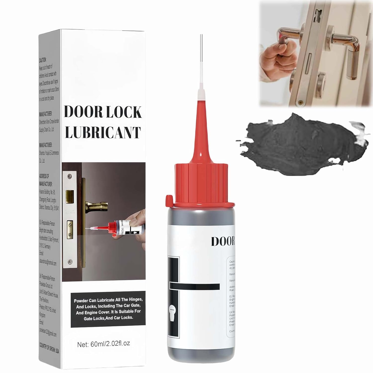KKwoter Door Lock Lubricant, Graphite Lock Cylinder Lubricant Aerosol for Door, Window & Bearings. Multipurpose Graphite Powder for Keys, Guides, Hinges & more