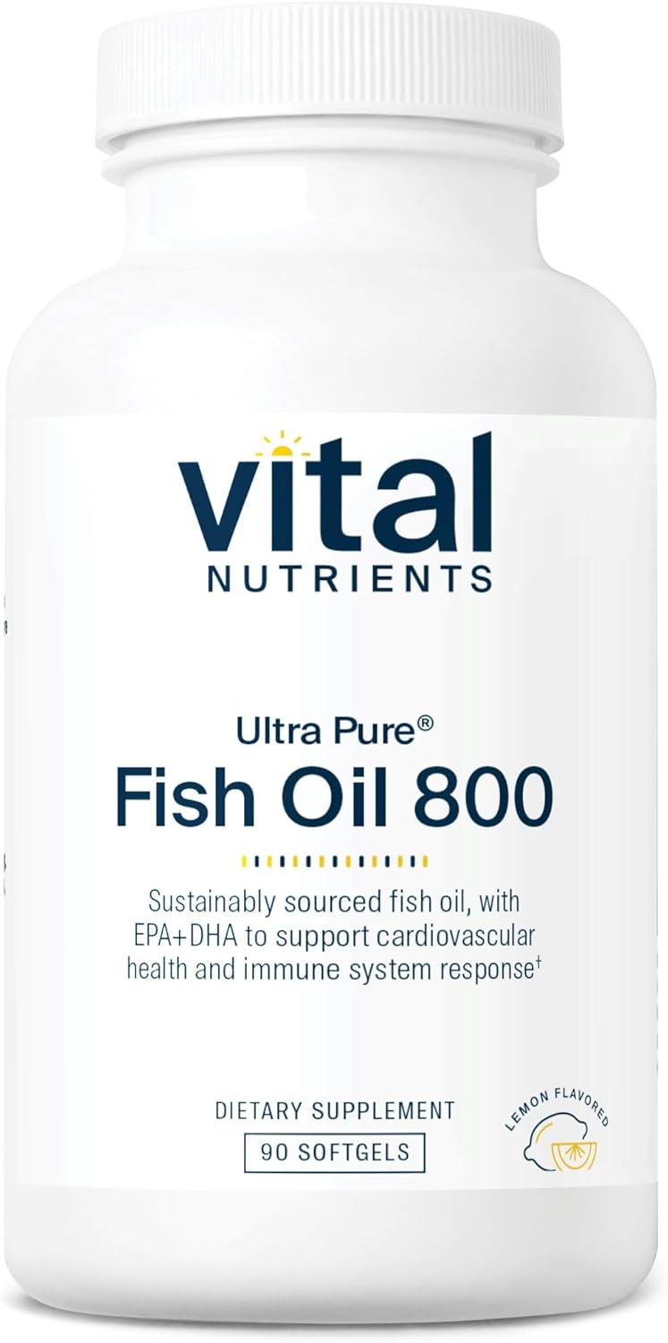 Vital Nutrients Ultra Pure® Fish Oil 800 | Supports Heart, Brain, & Immune Health* | Sustainably Sourced High EPA & DHA Omega-3 Fatty Acid | Lemon Flavor | Gluten, Dairy, Soy Free | 90 Softgels