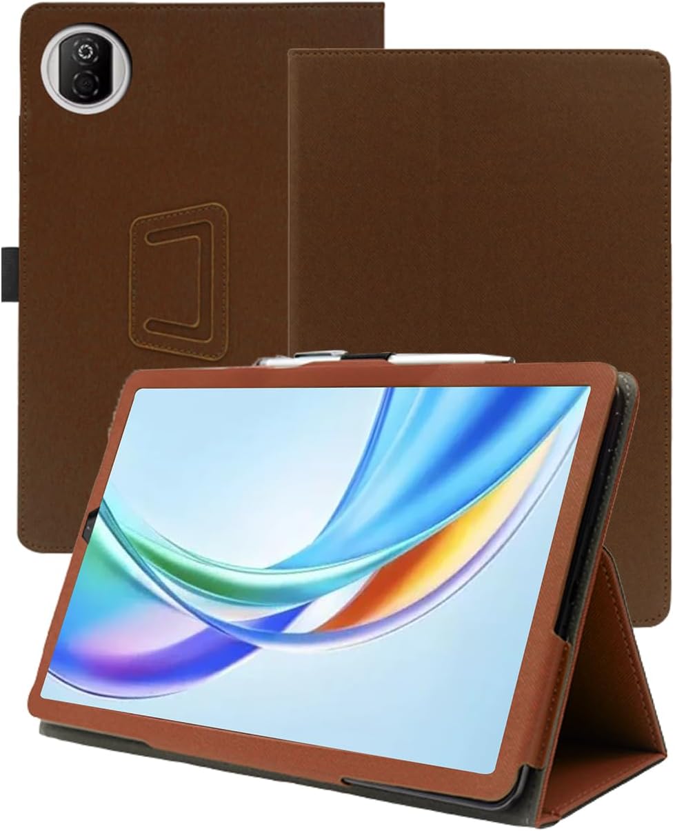 Case for Honor Pad X7 Tablet 8.7 inch，WUNIAK Premium Leather Business Folio Stand Cover for Honor Pad X7 Tablet 8.7 inchwith Hand Strap,Brown