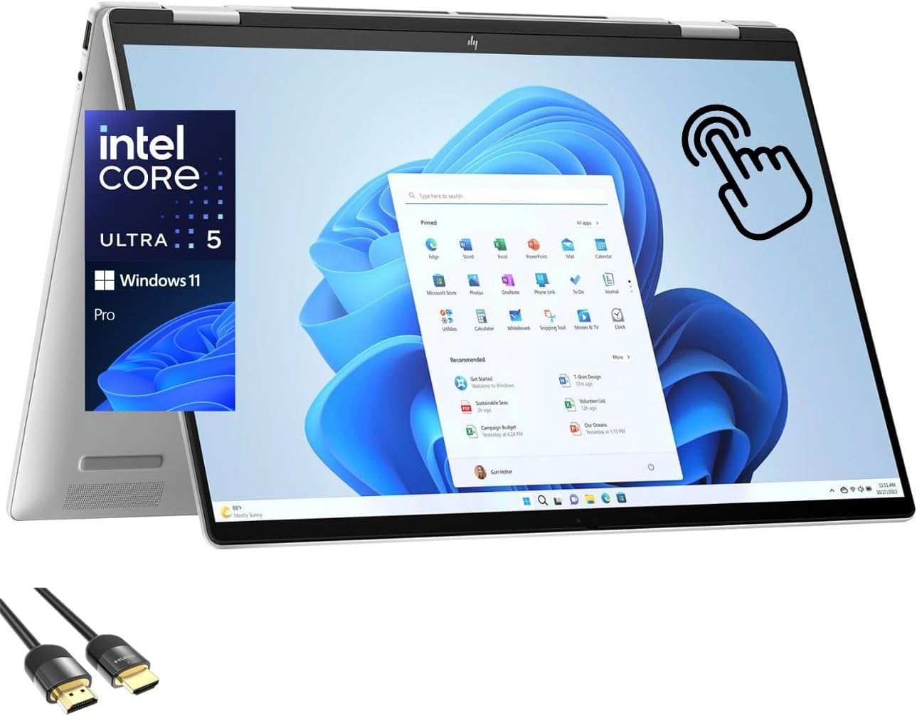 HP Envy x360 2-in-1 Laptop, 16" WUXGA IPS Wide Ultra Touchscreen Display, Core Ultra 5 125U (Beats i7-1255U), 16GB DDR5, 1TB PCIe SSD, TB 4, WiFi 6E, Bluetooth, Webcam, PDG HDMI Cable, Win 11 Pro