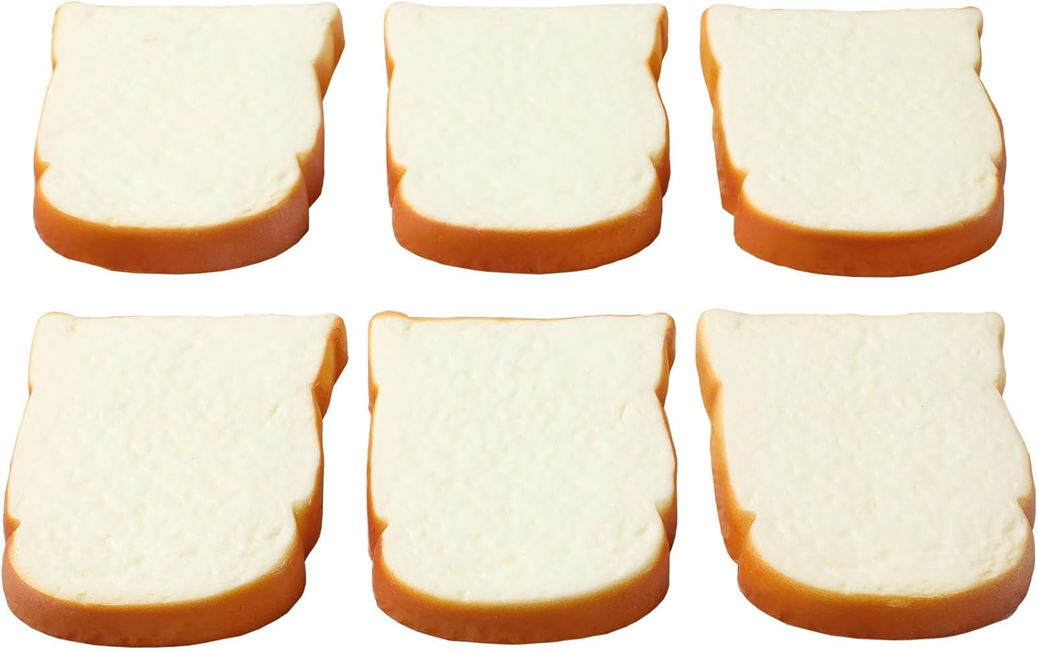 6pcs Artificial Bread Slices Set Fake White Sliced Bread Realistic Fake Food for Display Faux Bread Slice Model for Decoration Faux Food Props