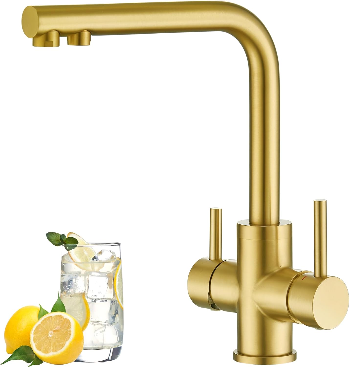 CREA 360° Swivel 3 in 1 Kitchen Sink Tap with 2 Handles, Gold