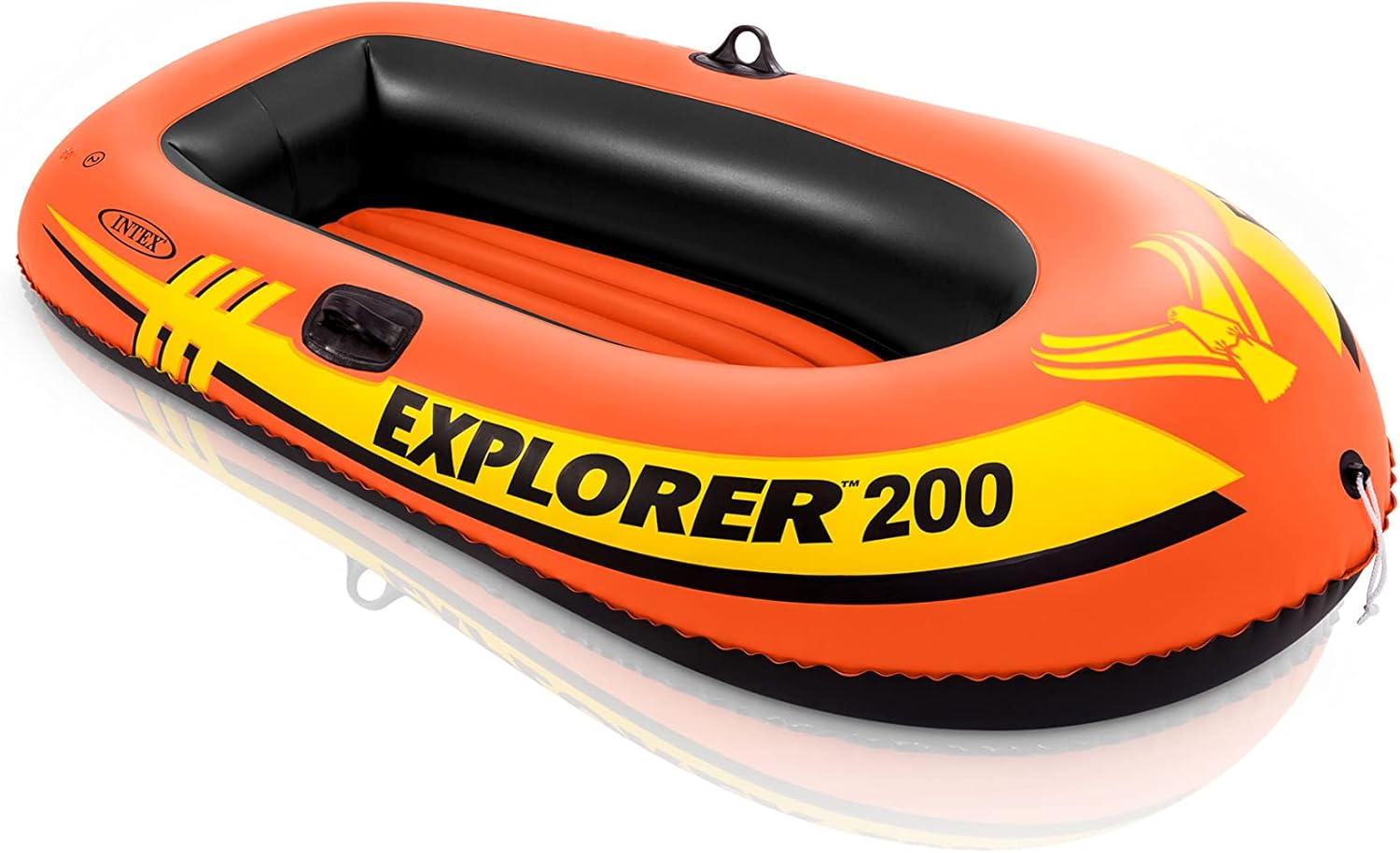 INTEX Explorer Inflatable Boat Series: Dual Air Chambers – Welded Oar Locks – Grab Handles – Bow Rope – Sporty Design