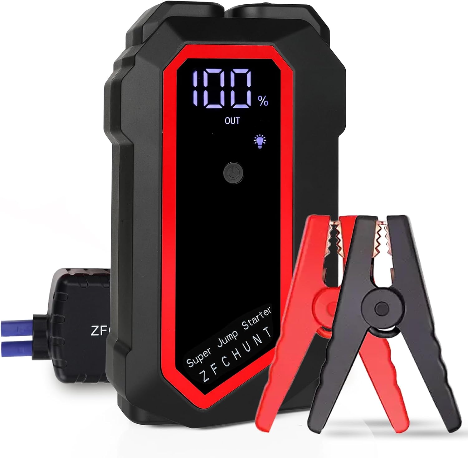 ZFCHUNT AI Voice‑Assistant 24,000 mAh Jump Starter Power Bank, 1,000 A Peak, 12 V with AI Voice Alerts – LCD + 4 LED Modes – Fast Charging – For All Petrol/Diesel Vehicles (up to 8.0 L)