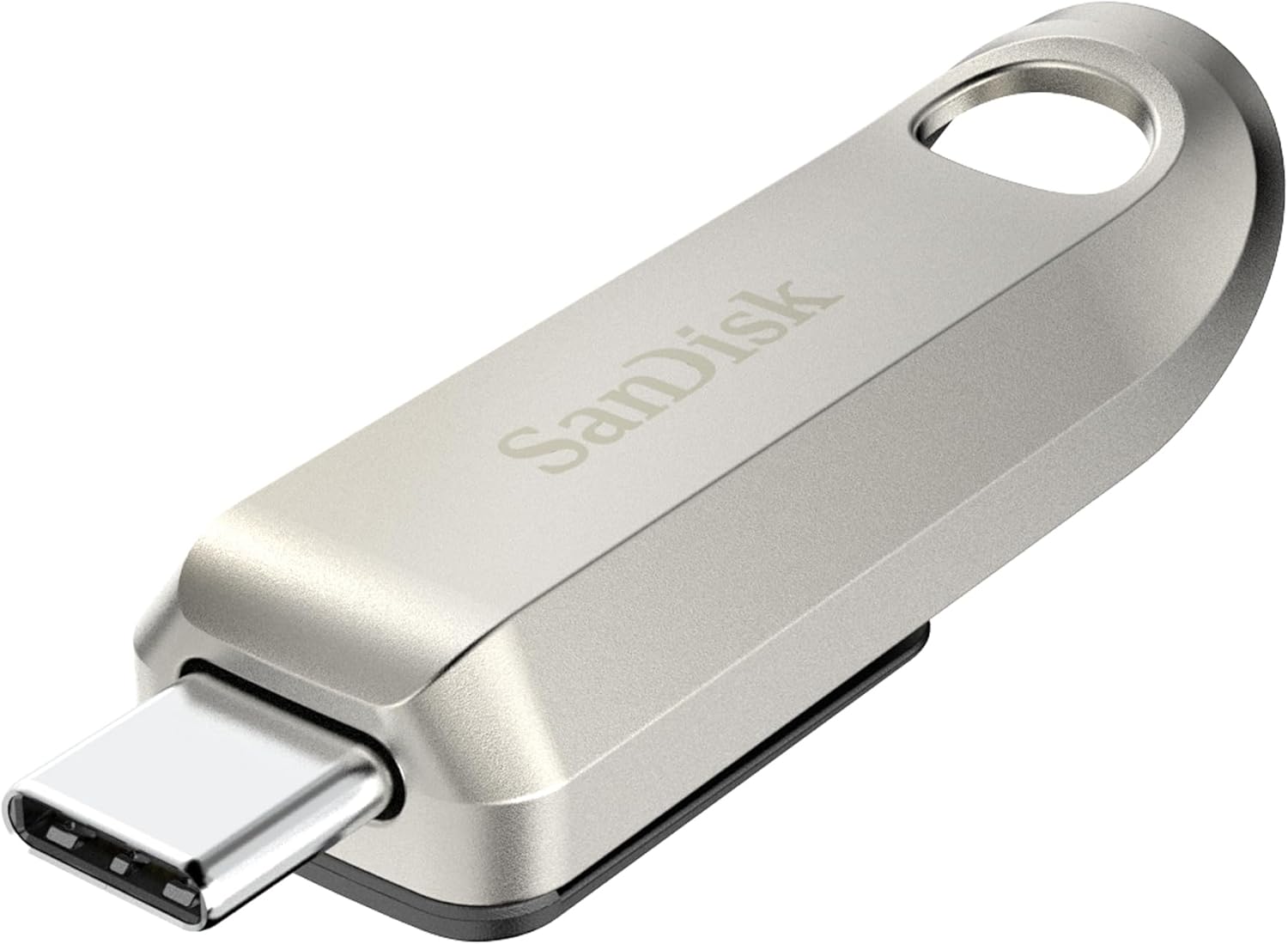 SANDISK Ultra Luxe USB Type C Flash Drive 256GB (USB Memory stick with Fast Performance, up to 400MB/s read speeds, USB 3.2 Gen 1, Retractable Connector, Metal Design, Keyring) Silver
