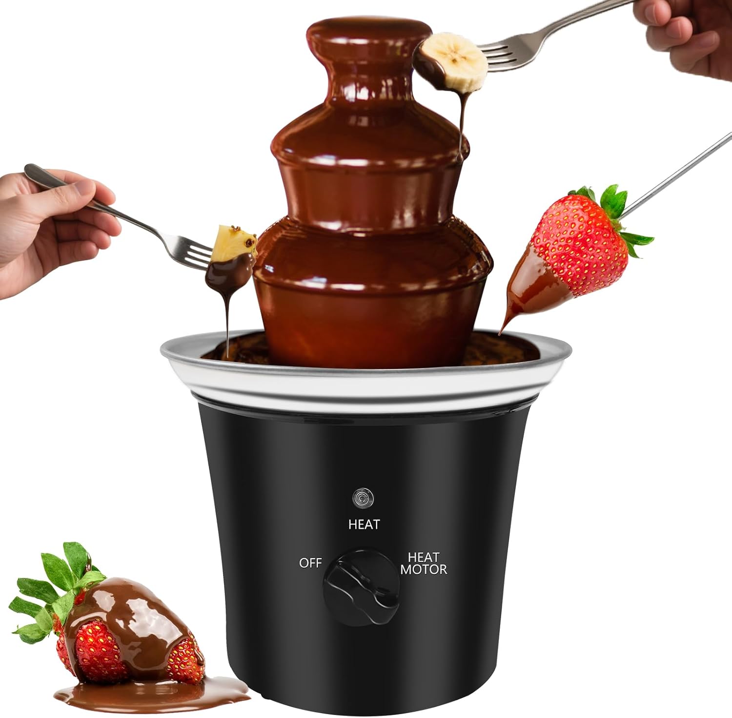 MINI Chocolate Fountain Machine Electric Chocolate Fondue Fountain Machine Stainless Steel for Chocolate Candy Butter Cheese
