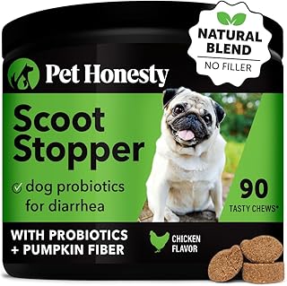 Pet Honesty Scoot Stopper - Digestion & Health Supplement for Dogs - Dog Anal Gland Support, Diarrhea & Bowel Support, Fiber & Dog Probiotics and Digestive Enzymes (90 ct)