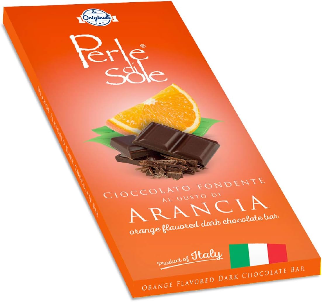 Orange Flavored Dark Chocolate Bar - Perle di Sole