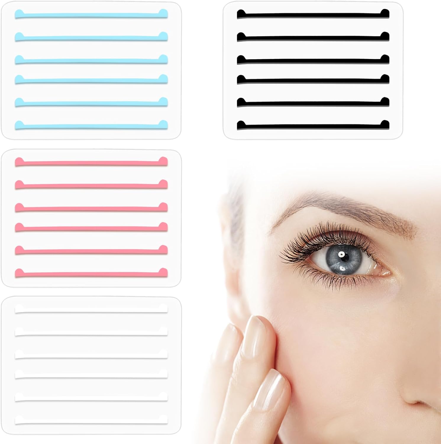 24Pcs Lash Lift Kit - Silicone Pads, Rods, Cover Strips, Shields - Reusable Eyelash Lifting Tools for Perm Supplies (4 Colors)
