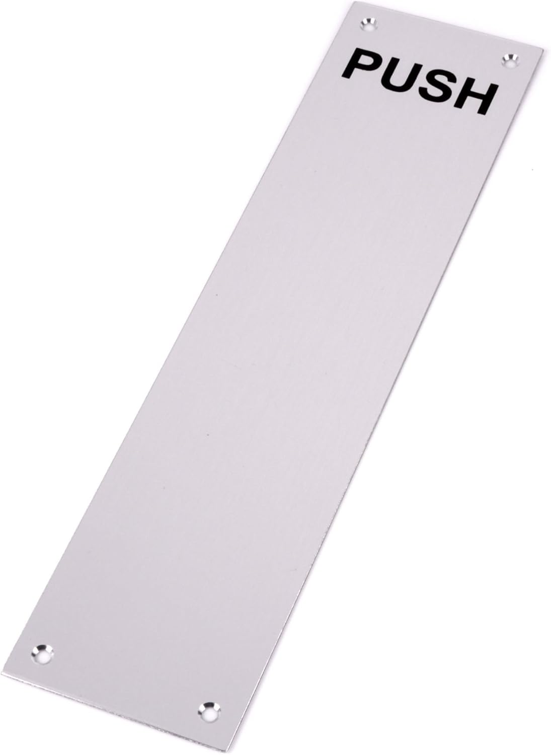 White Hinge Limited Large Silver Door Finger Plate With Push Text 12"