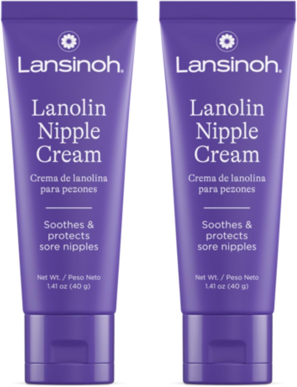 Lansinoh Lanolin Nipple Cream Safe for Breastfeeding Baby, 100% Natural Nipple Butter, Breastfeeding Essentials for Postpartum Moms, 1.41 Ounces (2 Pack)