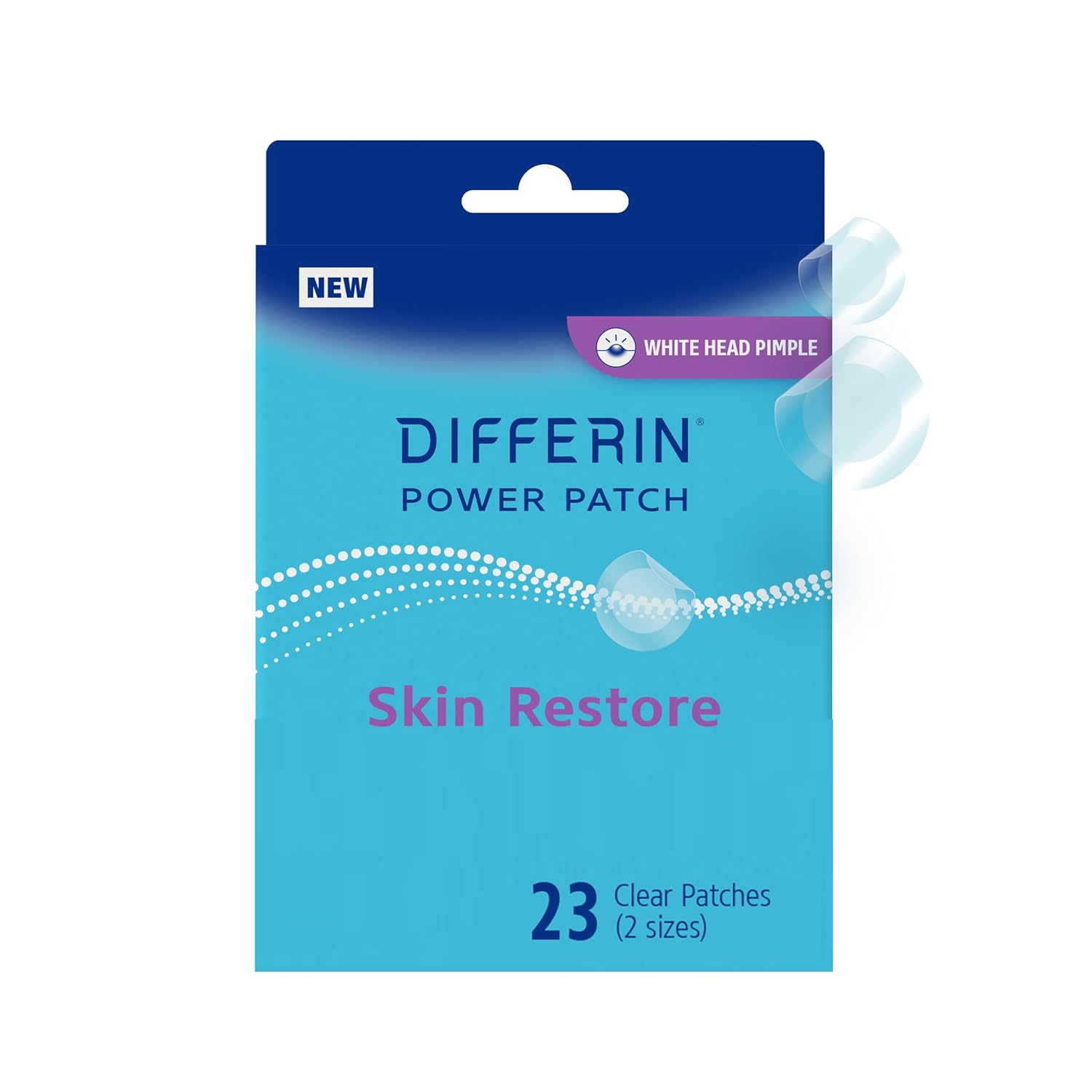 Differin Power Patches for White Head Pimples, Hydrocolloid Patches formulated with Zinc Hyaluronate and Niacinamide, 4-in-1 Hydrotech™ Formula, Helps Absorb Impurities and Restore Skin, 23 ct