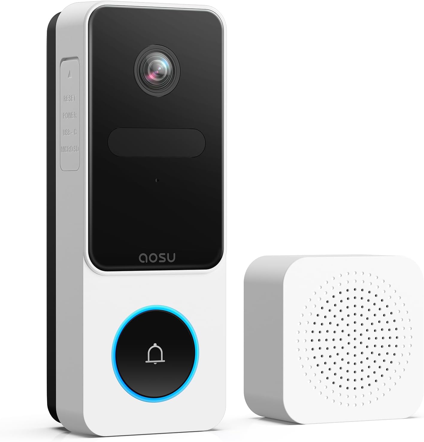 aosu Doorbell Camera Wireless- Head-to-Toe View, 2.4GHz WiFi Video Doorbell with Chime, Support Local Storage,Smart Human Detection, Works with Alexa &Google Assistant