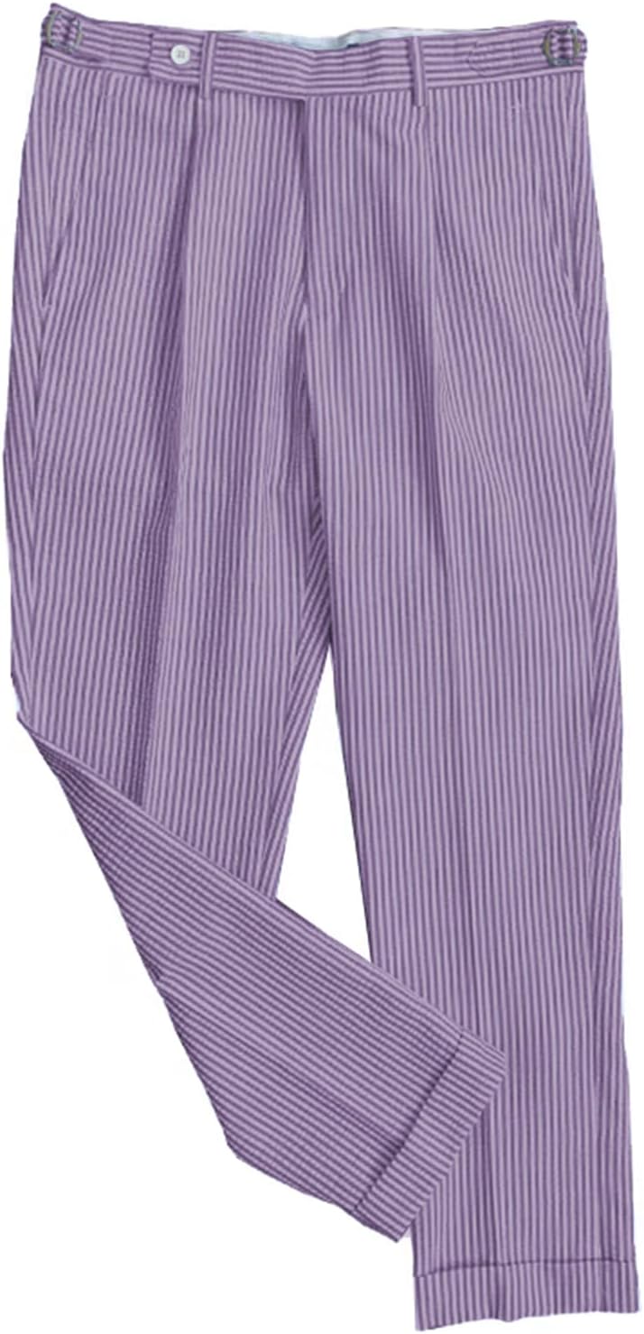 Solovedress Seersucker Men's Trousers Striped Trousers Men Summer Beach Dress Trousers Groom for Wedding