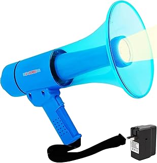 5 CORE 40W Waterproof Megaphone Bullhorn Flashlight PRO Fire Army Grade - Battery + LED Light + Adj Volume + Siren Handheld Lightweight for Water Sports Boat Speaker