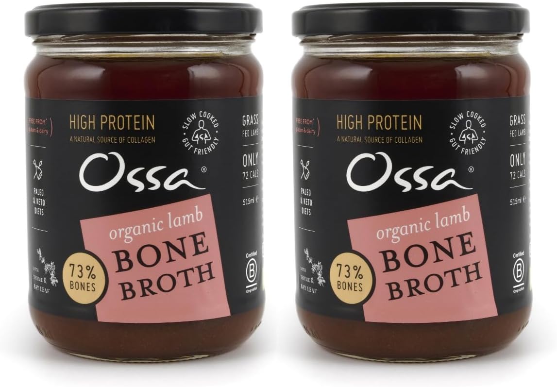 Ossa Bone Broth – Lamb, 100% Natural & High Protein | Gut Health & Digestion Support | Keto & Paleo Friendly | Preservative-Free | 515ml