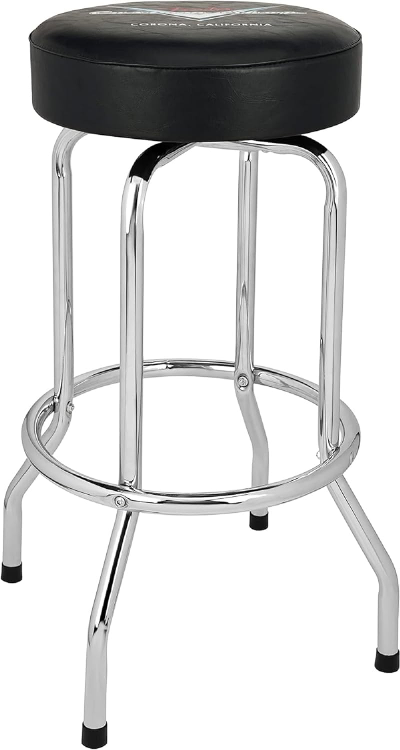 Fender Barstool, Perfect for Guitar Players and Fans, Custom Shop Chevron Logo Barstool, 30", Black and Chrome