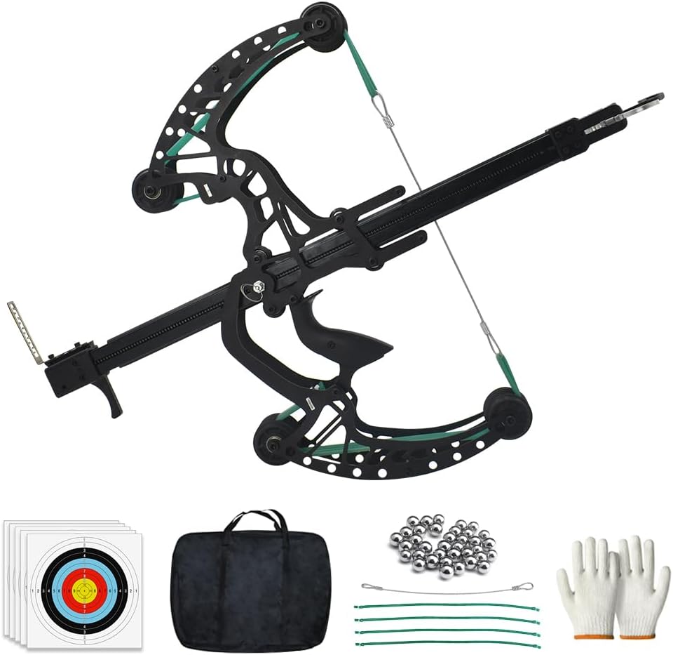 Runzkzy Ball Bearing Bow, Compound Bow Set that Shoots Steel Balls, Right Handed Hunting Bows for Adults, Composite Pulley Bow with Continuous Shooting