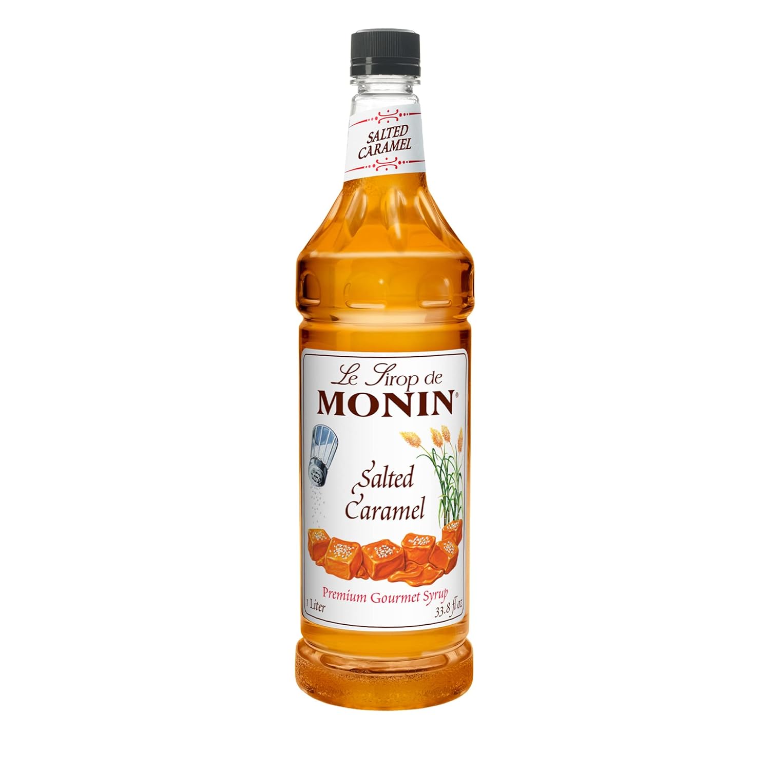 Monin - Salted Caramel Syrup, Natural Flavors, Great for Mochas, Lattes, Smoothies, Shakes, and Cocktails, Non-GMO, Gluten-Free (1 Liter)
