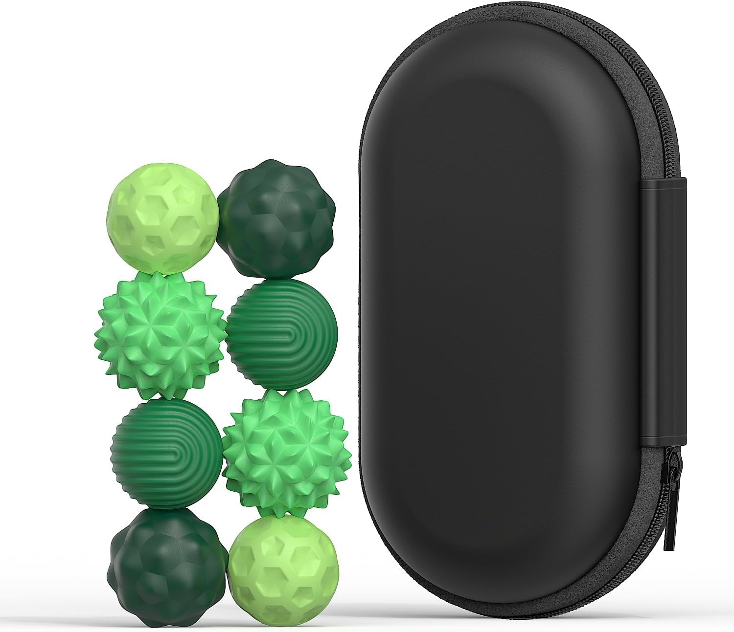 8PCS Balls Fidget Toys, Texture Tactile Sensory Balls, Balls with Silicone Shell, Stress Anxiety Relief Sensory Toys for Fingers Hands for Adults & Teens with Autism (Green)