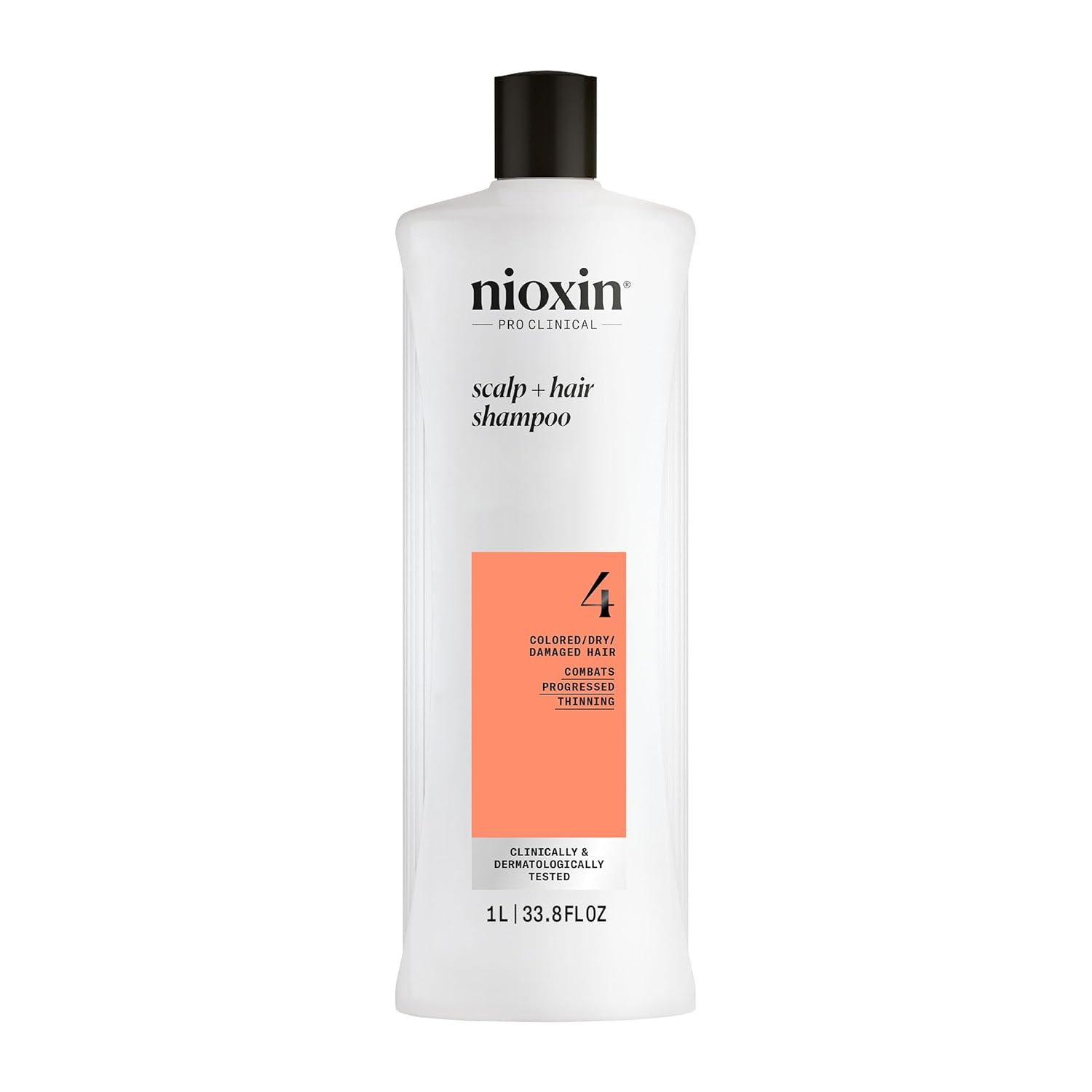 Nioxin System 4 Scalp + Hair Thickening Shampoo for Colored, Dry, & Damaged Hair with Progressed Thinning | Maintain Vibrant Color | Cleanse, Nourish & Boost Hair Density with Niacinamide & Biotin