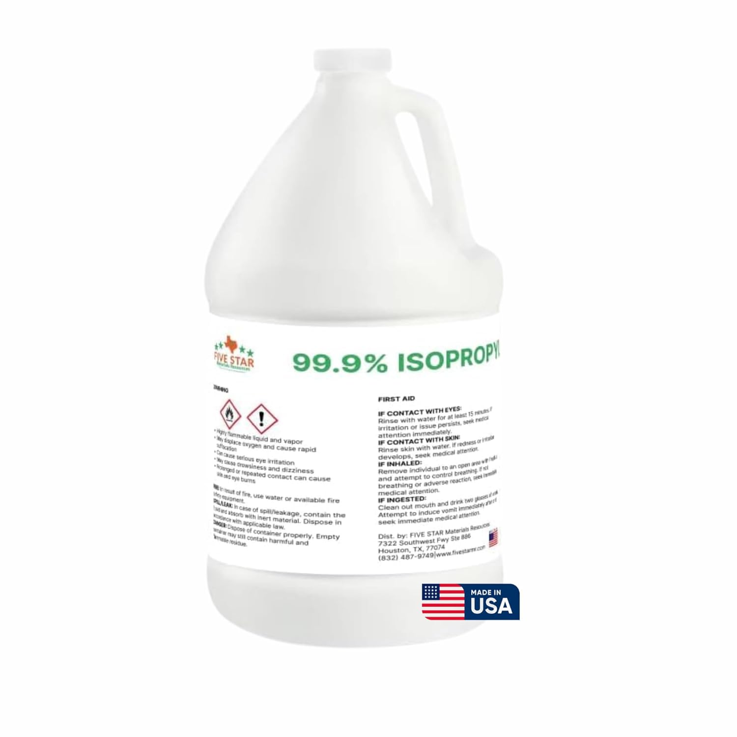 99.9% Pure Isopropyl Alcohol, 99.9 Percent IPA 1 Gallon, USP Grade, Made in The USA (4 Quarts, 1 Gallon,128 fl oz)