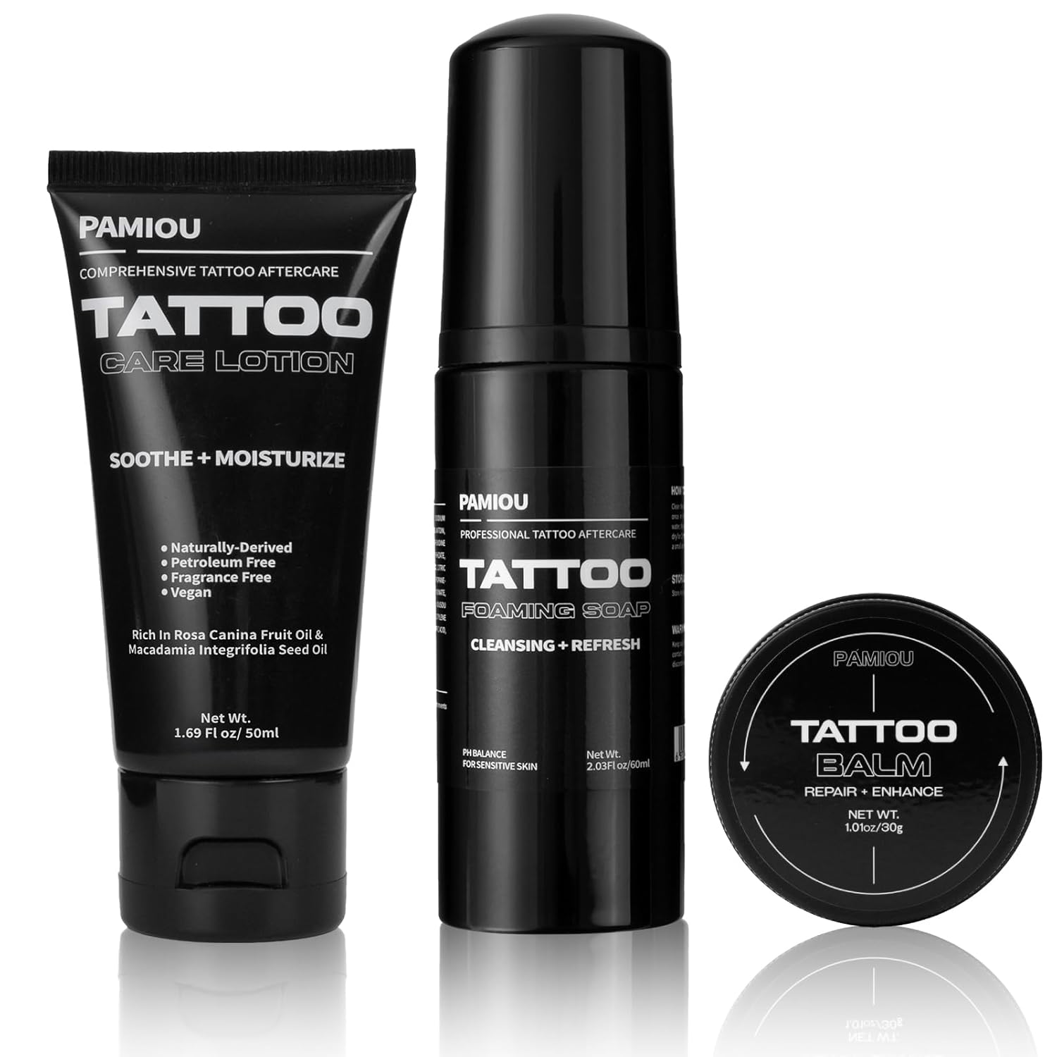 Tattoo Aftercare Kit For New Tattoos, Include Tattoo Balm, Tattoo Lotion, Tattoo Soap, Quick Healing, Soothing, Naturally-Derived, Petroleum-Free, Fragrance Free (3 Piece Set)