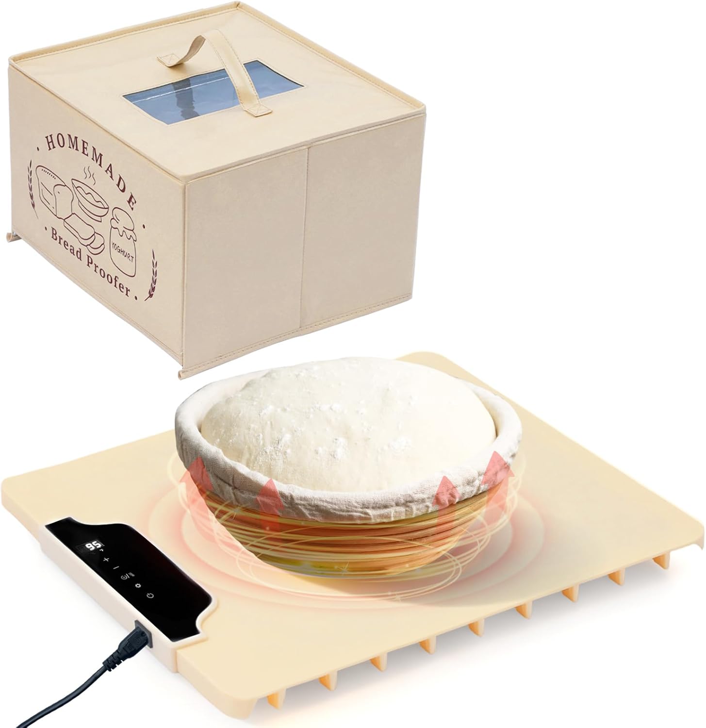 Bread Proofing Box with 85-210°F Temp Control & 12H Timer, Full-Surface Fast Heating Silicone Food Warmer Mat for Sourdough, Baking, Yogurt, Kombucha, and Daily Home Use（Small）