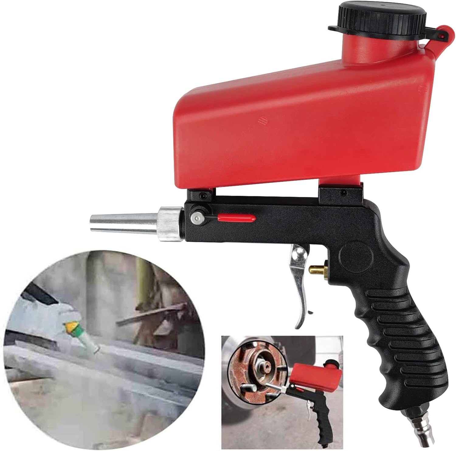 Sand Blasters Portable Handheld 90psi Gravity Sand Blasting Kit Adjustable Flow Rate Spray Sandblasting Air Gun Pneumatic Sandblaster Blasting for Paint Remove Stains Rust Spot Spray Tool
