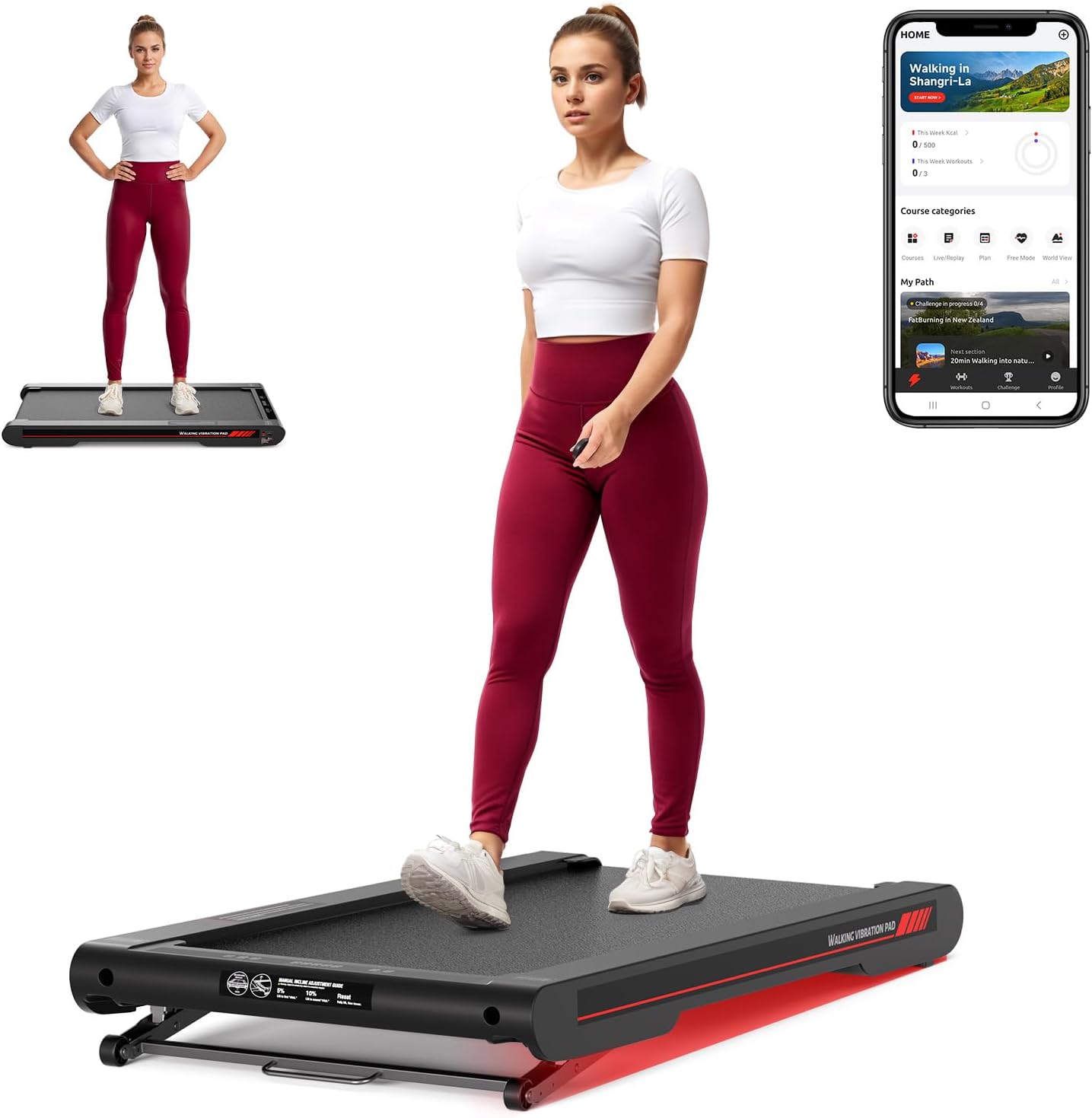 Lysole 4 in 1 Walking Vibration Pad, Under Desk Treadmill, 4 Vibration Modes, Portable Vibration Walking Pad for Homes and Offices