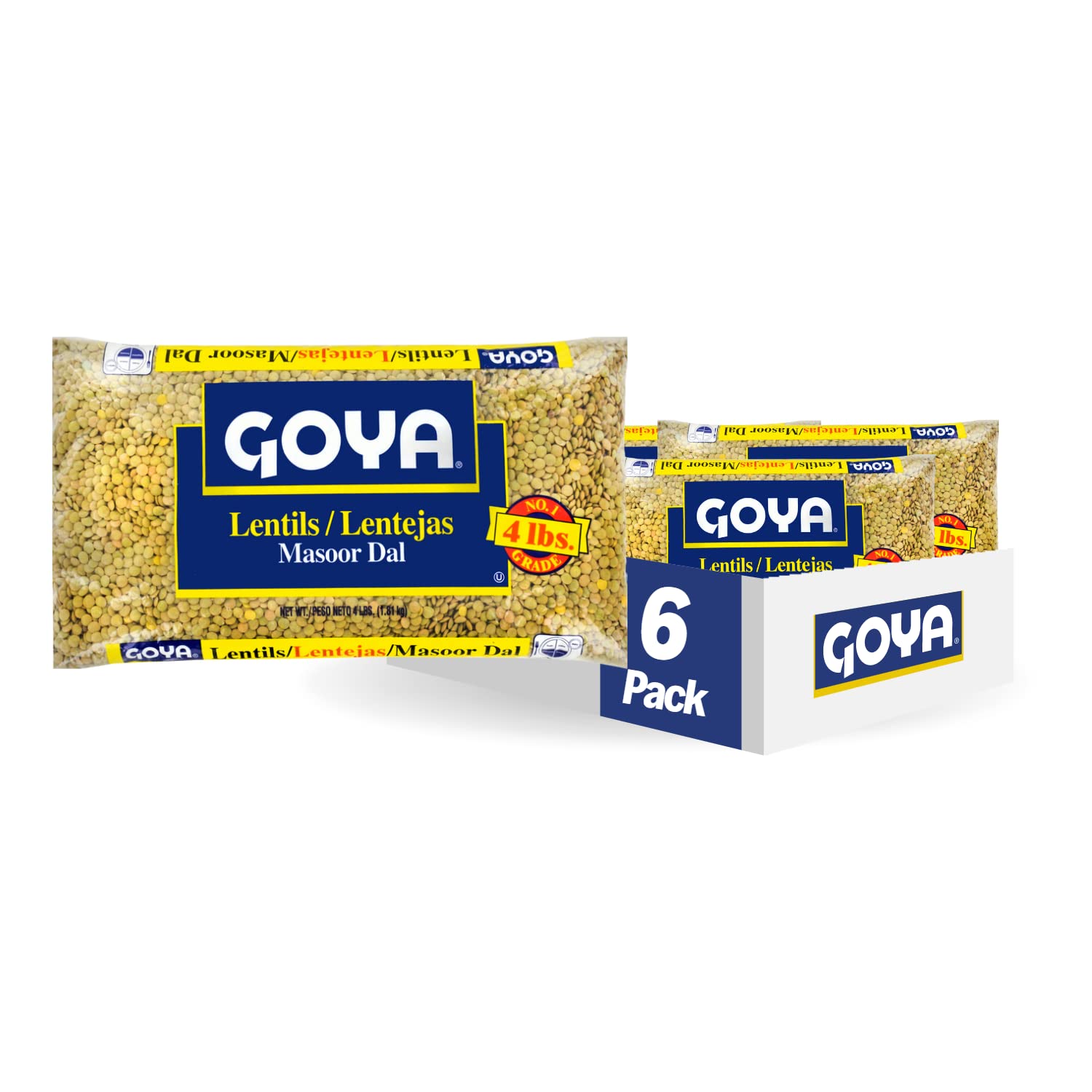 Goya Foods Lentils, Dry, 4 Pound (Pack of 6)