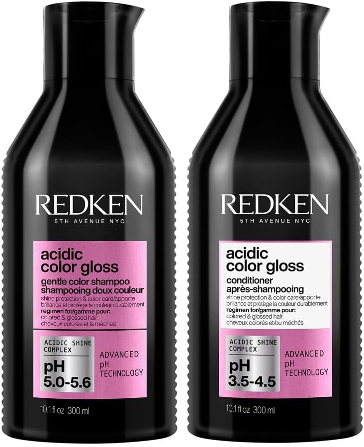 REDKEN Acidic Color Gloss Shampoo and Conditioner Set, For Coloured Hair, Restore Glass-Like Shine and Colour Protection, Sulpahte-Free to Gently Cleanse
