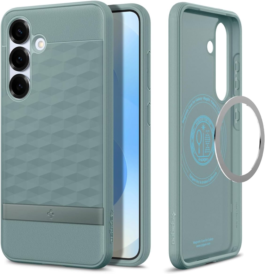 Spigen Parallax MagFit Designed for Galaxy S25 Case [Fast Wireless Charging] (2025) - Sage Green