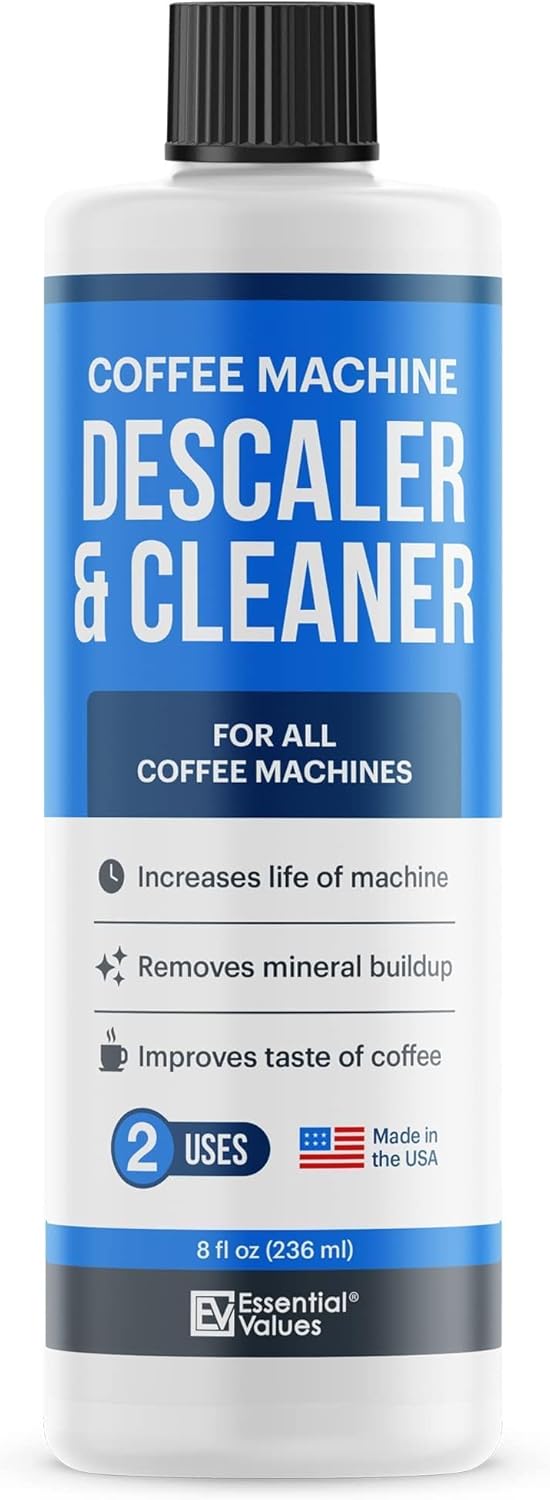 Essential Values Descaling Solution – Coffee Maker Cleaner for Nespresso, Keurig, Breville & More – Works on All Machines & Espresso Makers – Made in USA