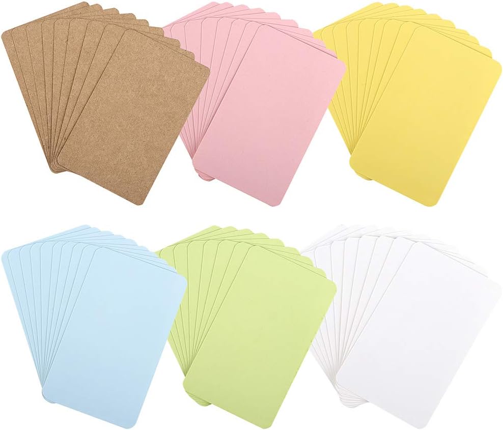 100pcs 3.54"x2" Blank Kraft Paper Business Card, Words Message Notes paper Tags, Mini Craft Cardboard Festival gifts - 6 colors