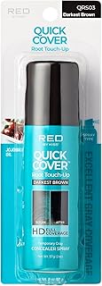 Red by Kiss Quick Cover Root Touch-Up Spray, Waterproof & Smudge-Proof Gray Coverage, Quick-Dry Formula with Jojoba Oil, Lightweight & Travel-Friendly (Darkest Brown, 2oz)