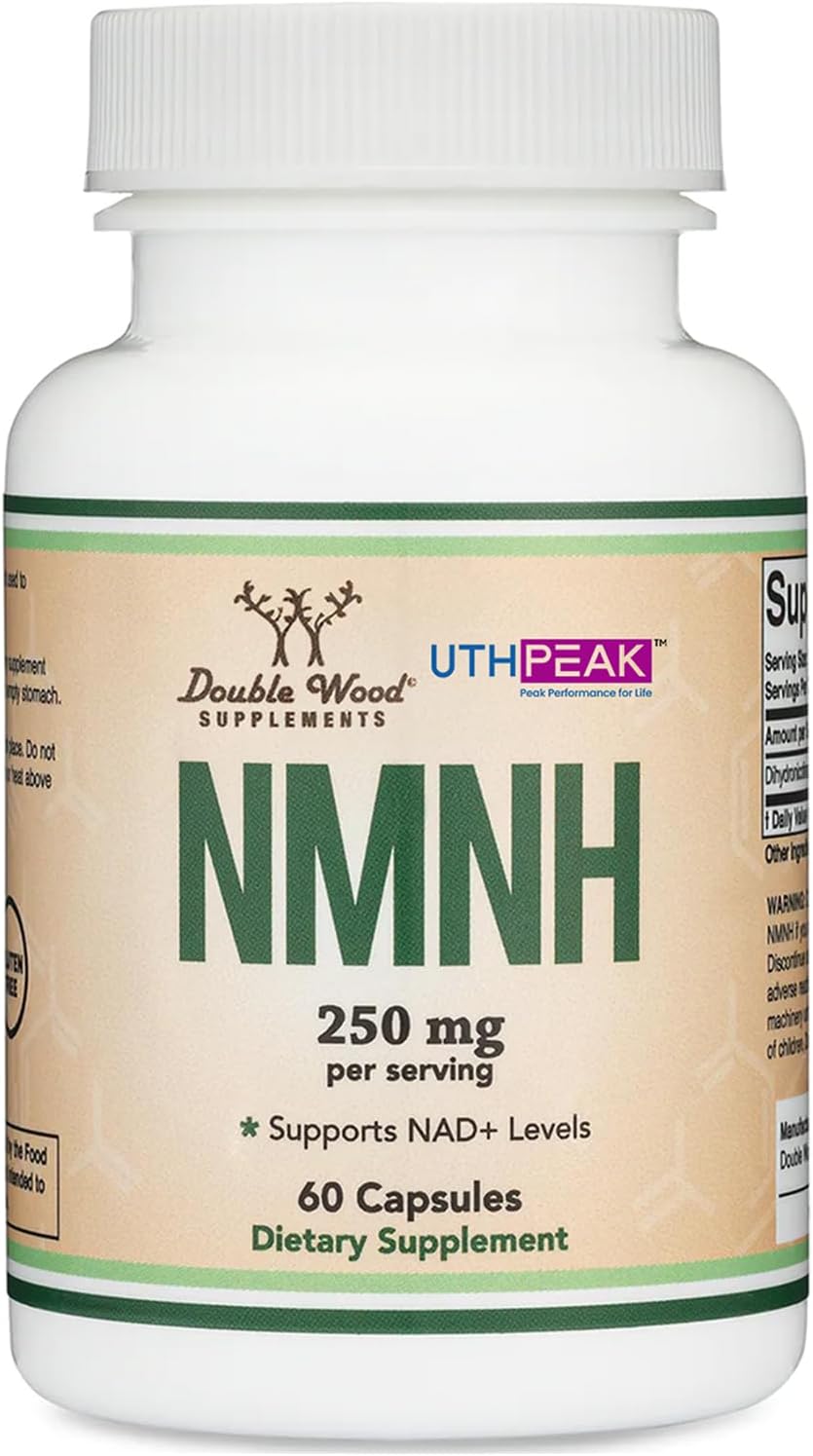 NMNH (NMN Supplement Alternative) (Dihydronicotinamide Mononucleotide) 250mg Per Serving, 60 Count (30 Servings) NAD Supplement to Boost NAD+ Levels As We Age (Non-GMO, Gluten Free) by Double Wood