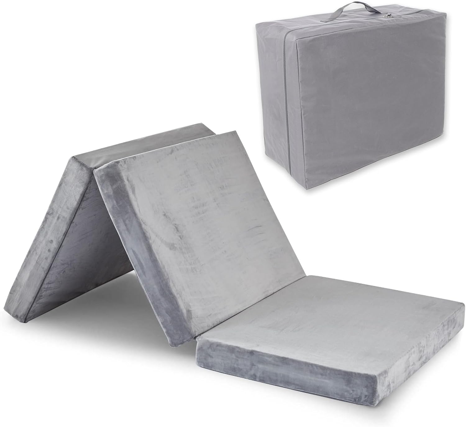 SINWEEK Folding Mattress with Storage Bag 4" Foldable Mattress Trifold Mattress Topper, CertiPUR-US Certified Floor Mattress Guest Bed, with Machine Washable Cover&Waterproof Lining