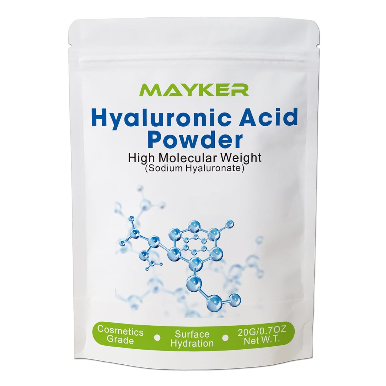 MAYKER Pure Hyaluronic Acid Powder 0.7oz High Molecular Weight(1.3-1.5MDa)
