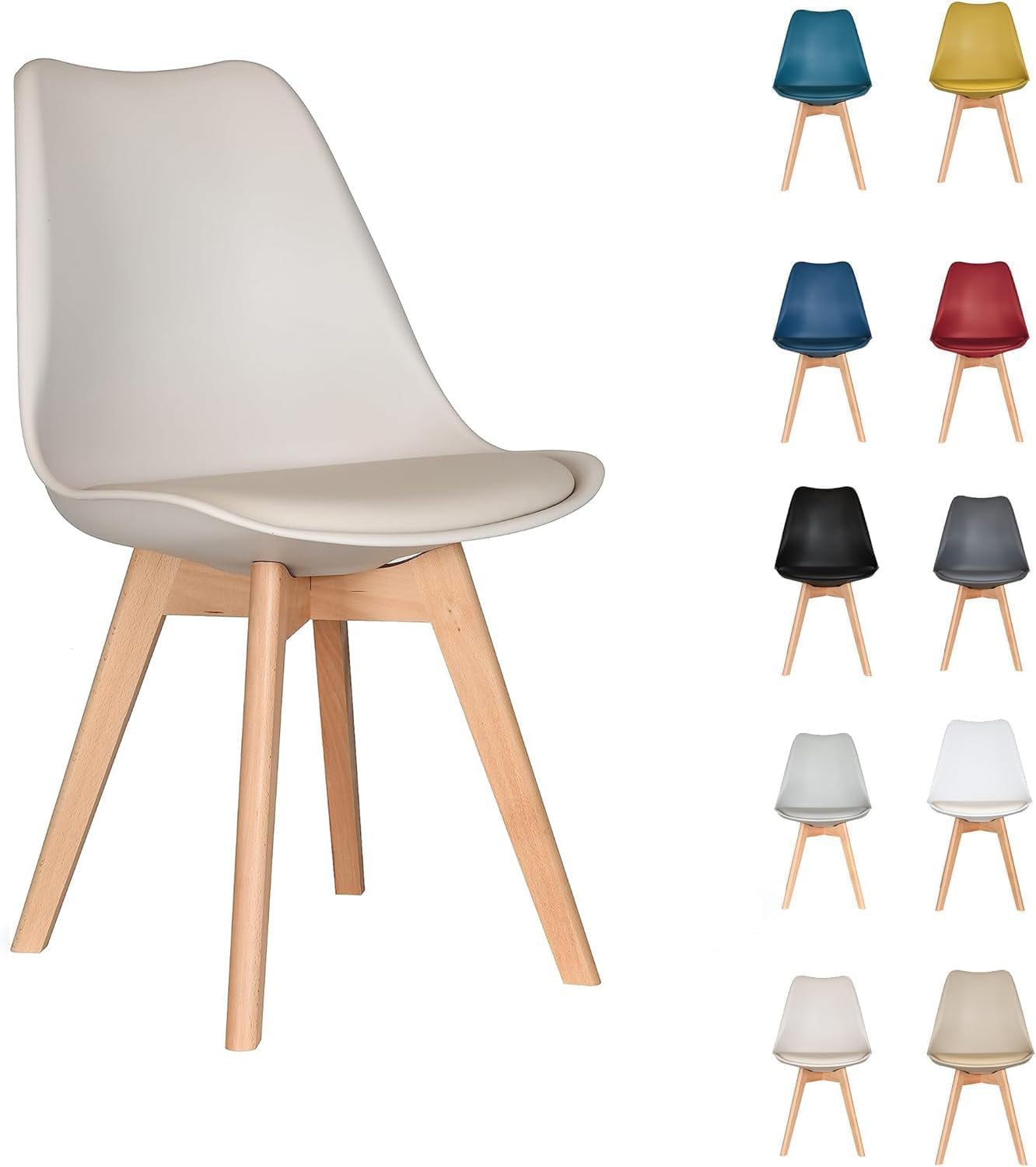 AVC Designs Single Dining Chairs Designer Wooden Home Office Commercial (Beige)