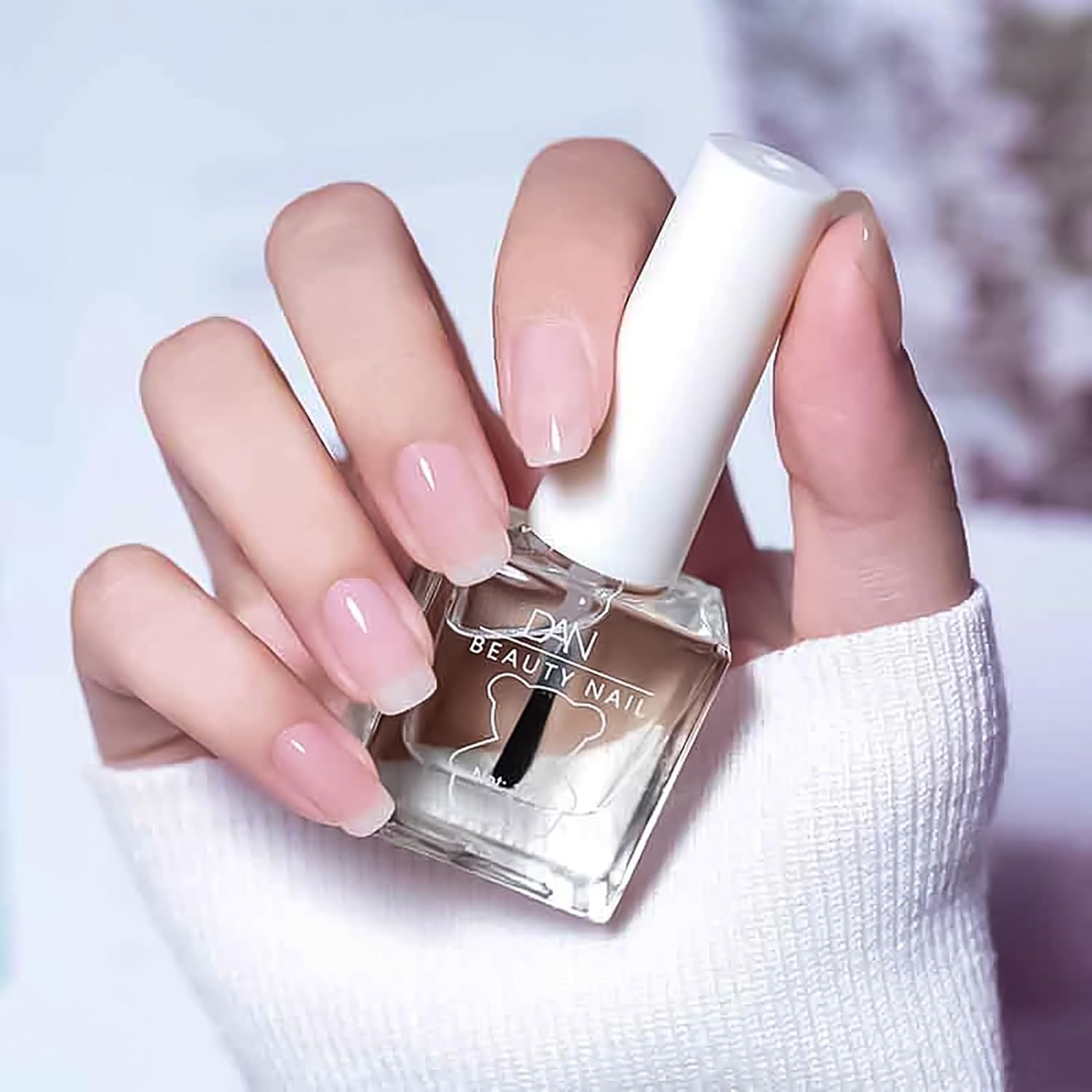 2-in-1 Clear Nail Polish - Quick Dry Top Coat & Base Coat For Glossy & Long-Lasting Nails - Water-Based Formula - Mild Ingredients