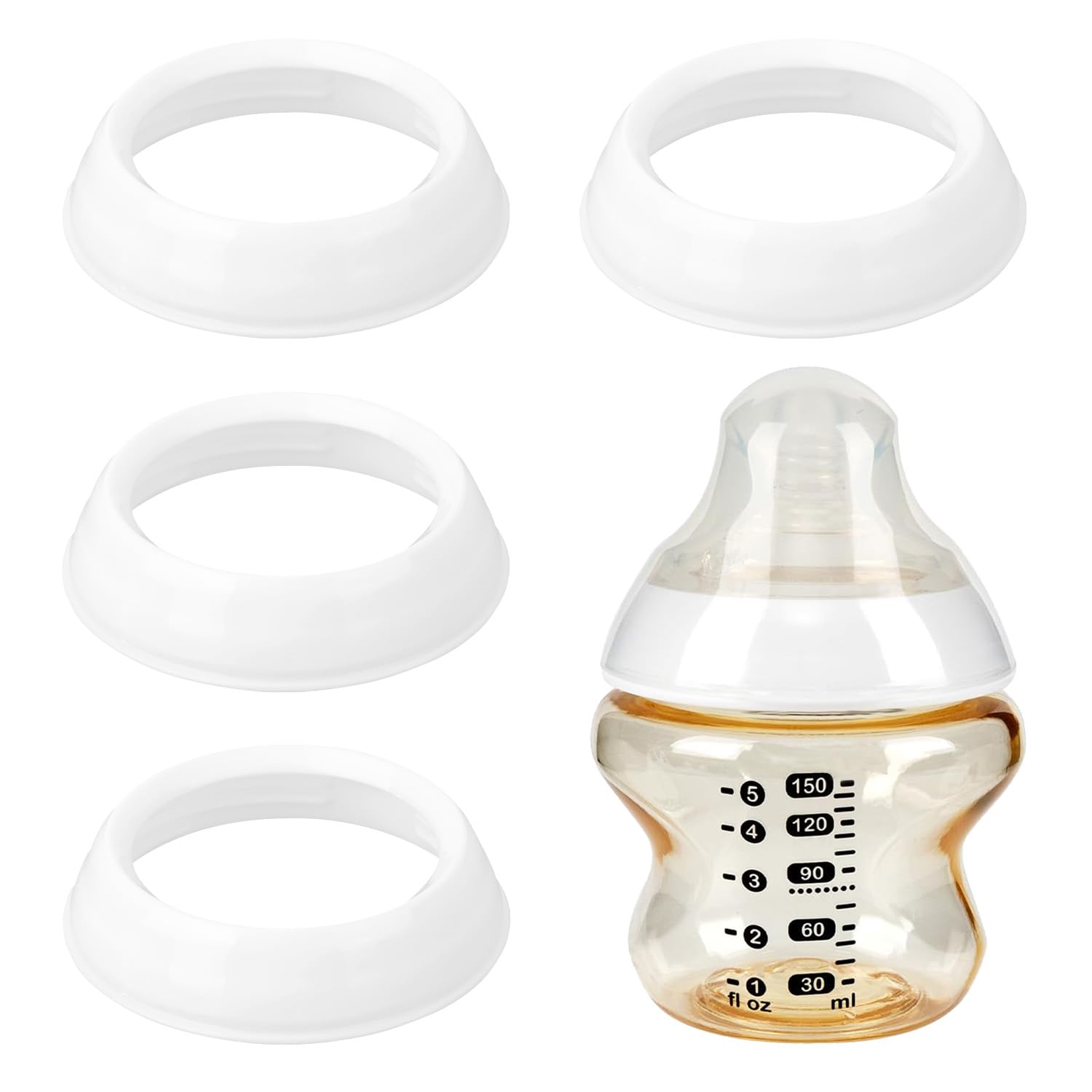 4pcs Replacement Nipple Rings Collars for Tommee Tippee, BPA Free Leakproof Screw Rings Baby Bottle Replacement Parts