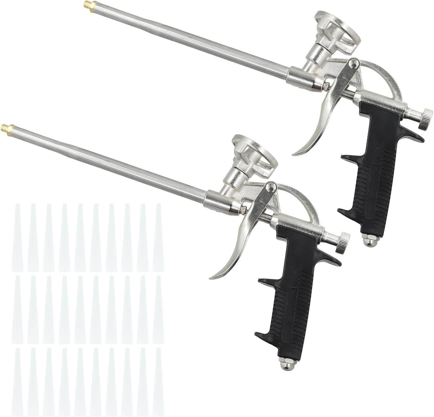 Foam Gun, 2 Pack Expanding Foam Gun with 30 Nozzles, Spray Foam Gun, PU Foaming Gun, Insulating Applicator for Caulking, Filling, and Sealing, Ideal for DIY Projects and Professional Use