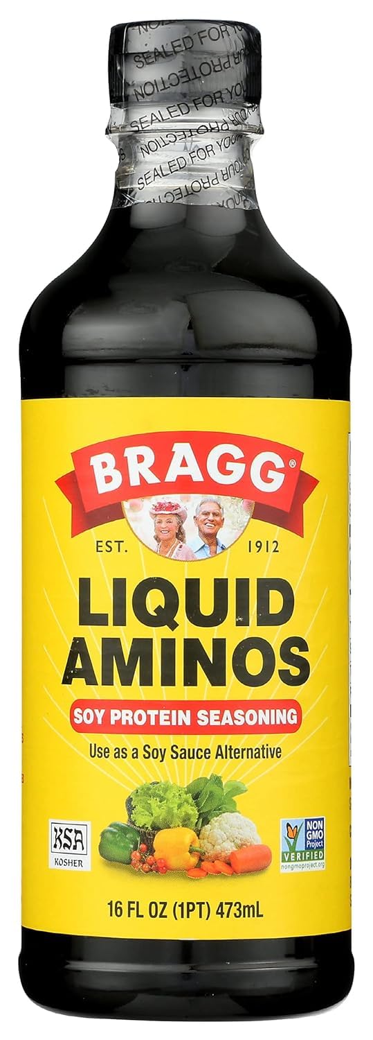 Bragg Liquid Aminos All Purpose Seasoning Soy Sauce Alternative, 32 Fl Oz, 2 Pack