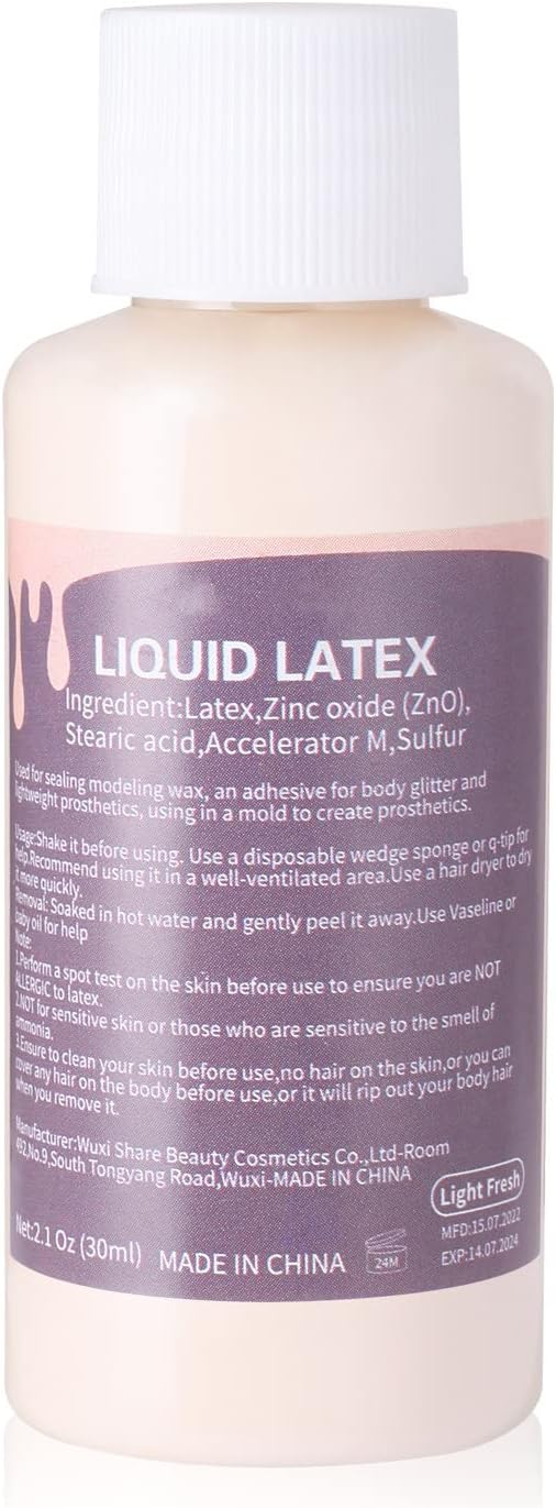 Mysense Liquid Latex SFX Makeup,Halloween Moster Zombie Special Effects Makeup For Scar Cut Wound Peeling Skin Wrinkes Stipples Burns Blisters,Light Flesh（Nude),30ml